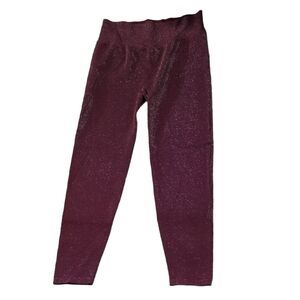 Victoria's Secret Pink Burgundy Glitter Leggings Size XL